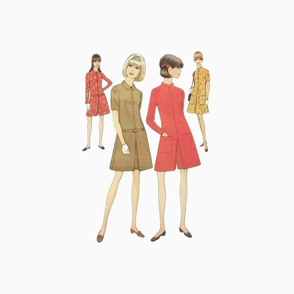 Late 60s Mod Scooter Dress or Pantdress McCalls Sewing Pattern 8958 Bust 31 - Picture 12 of 12